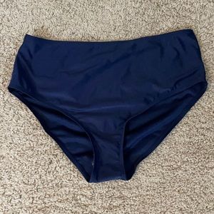NWOT navy blue high-waisted swim bottom